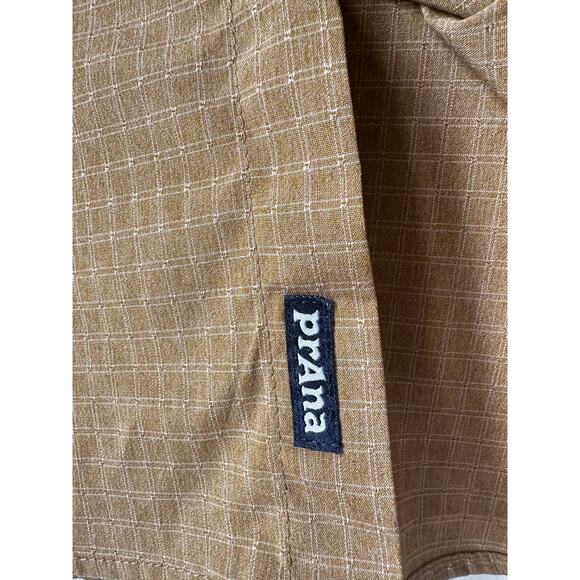 PrAna Men’s Tan Gingham Long Sleeve Button Up Size L Hiking Utility OutdoorCore - Picture 4 of 8